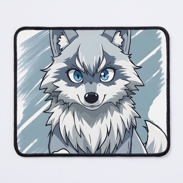 Item preview, Cute Kawaii Wolf Sticker | Adorable Silver Wolf Cub Cartoon with Blue Eyes designed and sold by dreamz-world.