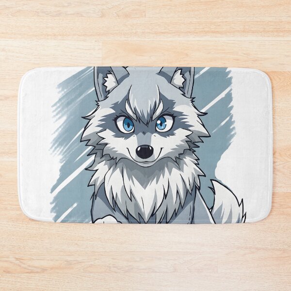 Item preview, Cute Kawaii Wolf Sticker | Adorable Silver Wolf Cub Cartoon with Blue Eyes designed and sold by dreamz-world.