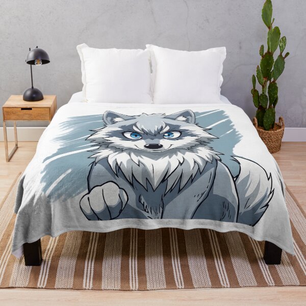 Item preview, Cute Kawaii Wolf Sticker | Adorable Silver Wolf Cub Cartoon with Blue Eyes designed and sold by dreamz-world.
