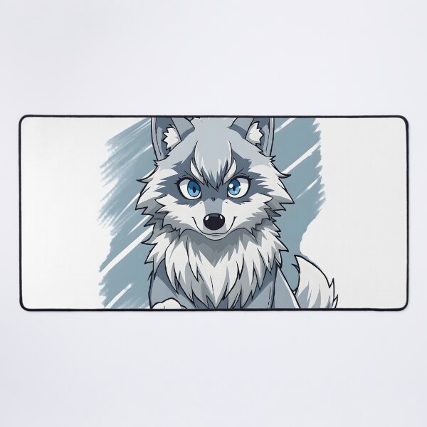 Item preview, Cute Kawaii Wolf Sticker | Adorable Silver Wolf Cub Cartoon with Blue Eyes designed and sold by dreamz-world.