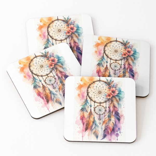 Item preview, Bohemian Dreamcatcher Watercolor Illustration Colorful Feather Boho Decorative Art designed and sold by niteshRart.