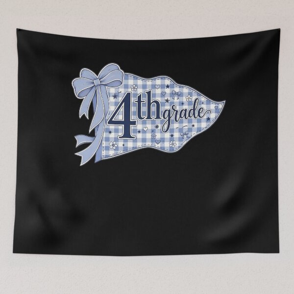 Item preview, Blue Gingham Pennant Flag First Day of 4th Grade for Teacher designed and sold by clothesy7.