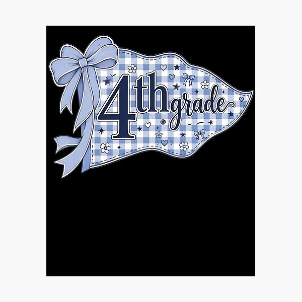Item preview, Blue Gingham Pennant Flag First Day of 4th Grade for Teacher designed and sold by clothesy7.
