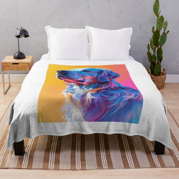 Item preview, Golden retriever profile vivid pop art dog portrait flowing coat painterly canvas poster decor designed and sold by icemanphotos.