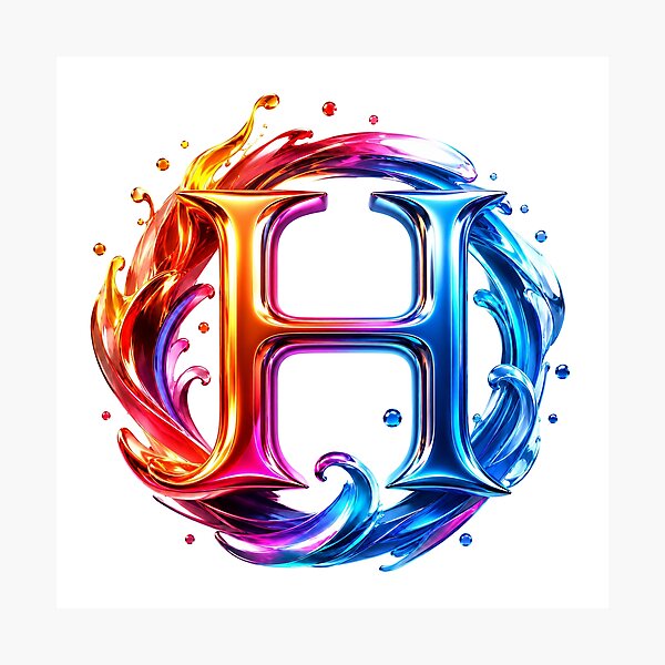 Aperçu de l'œuvre AquaFlare Chromaflow Letter H créée et vendue par BlissBlvdShop.
