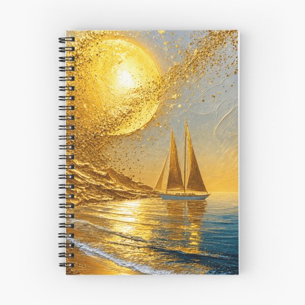 Item preview, Golden Serenity – Luxury 4K Ultra HD Seascape | Premium Gold Sailboat Artwork designed and sold by  Mirai_Art.