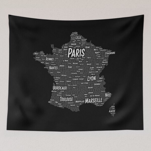 Item preview, France Cities Typography Map designed and sold by layalistoresa.