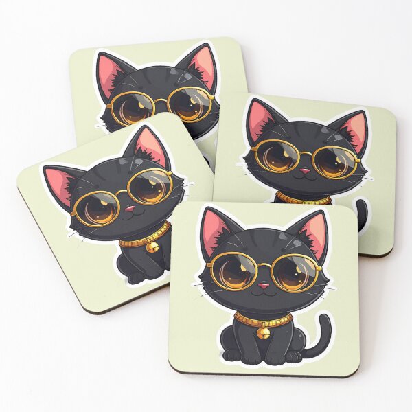 Item preview, Cute Black Bastet Cat with Sunglasses Kawaii Sticker designed and sold by Monyegy.