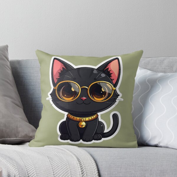 Item preview, Cute Black Bastet Cat with Sunglasses Kawaii Sticker designed and sold by Monyegy.
