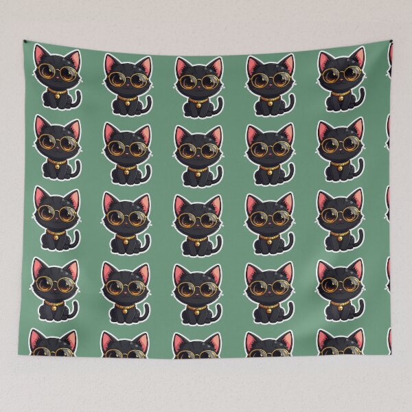 Item preview, Cute Black Bastet Cat with Sunglasses Kawaii Sticker designed and sold by Monyegy.