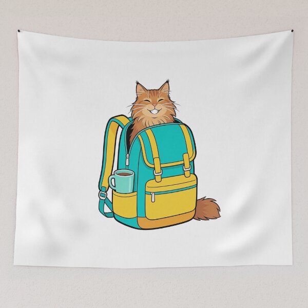 Item preview, Cute Orange Maine Coon Peeking Out of a School Backpack | Back to School Sticker designed and sold by OksArtStudio.