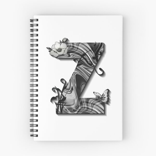 Item preview, Letter Z Botanical Monogram black and white liquid marble designed and sold by iRenza.