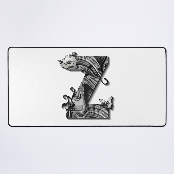 Item preview, Letter Z Botanical Monogram black and white liquid marble designed and sold by iRenza.