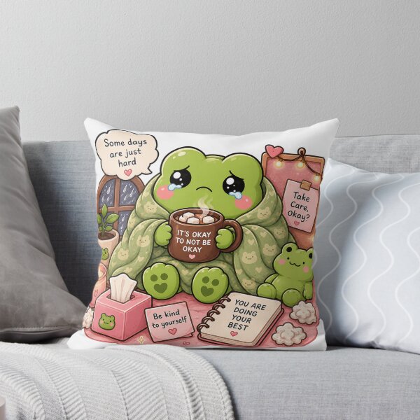 Item preview, Cozy Sad Frog With Hot Chocolate And Blanket Sticker  designed and sold by Designertanya.