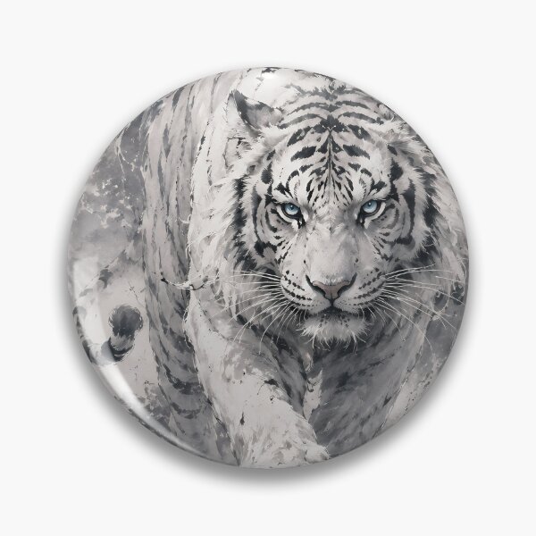 Item preview, Majestic White Tiger Under the Moon | Chinese Ink Painting Fantasy Art designed and sold by ManJiangHong.