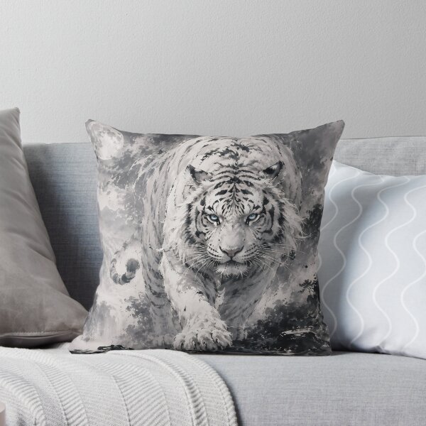 Item preview, Majestic White Tiger Under the Moon | Chinese Ink Painting Fantasy Art designed and sold by ManJiangHong.