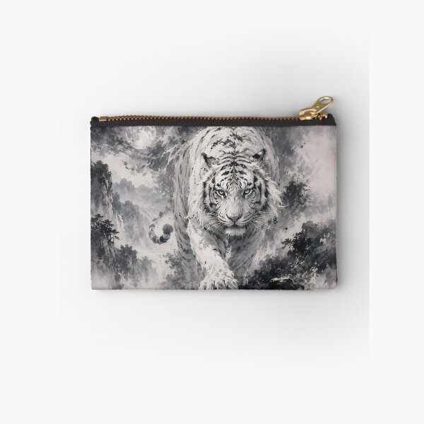 Item preview, Majestic White Tiger Under the Moon | Chinese Ink Painting Fantasy Art designed and sold by ManJiangHong.