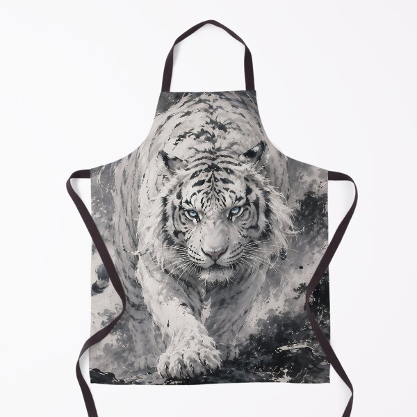 Item preview, Majestic White Tiger Under the Moon | Chinese Ink Painting Fantasy Art designed and sold by ManJiangHong.