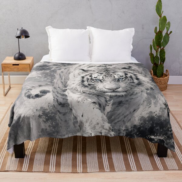 Item preview, Majestic White Tiger Under the Moon | Chinese Ink Painting Fantasy Art designed and sold by ManJiangHong.