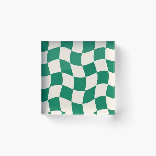 Item preview, Wavy Checkerboard Pattern Green and Cream — Retro Groovy Abstract Art designed and sold by Aureva Arts Shop.