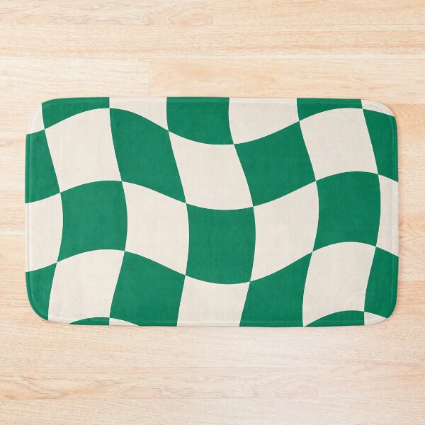 Item preview, Wavy Checkerboard Pattern Green and Cream — Retro Groovy Abstract Art designed and sold by Aureva Arts Shop.
