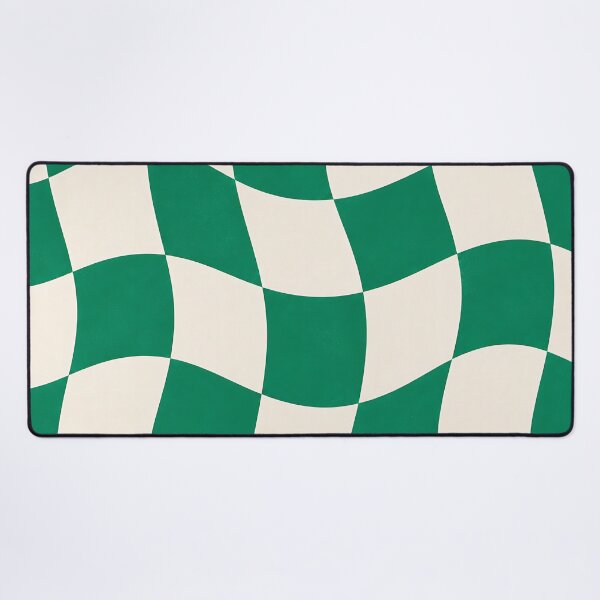 Item preview, Wavy Checkerboard Pattern Green and Cream — Retro Groovy Abstract Art designed and sold by Aureva Arts Shop.
