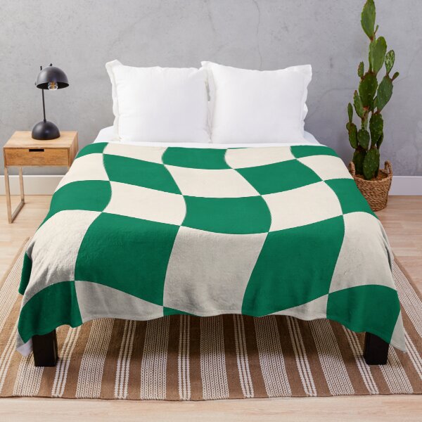Item preview, Wavy Checkerboard Pattern Green and Cream — Retro Groovy Abstract Art designed and sold by Aureva Arts Shop.