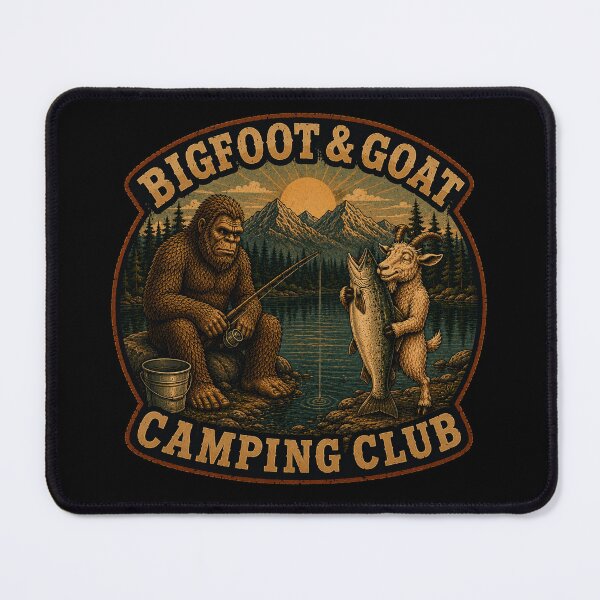 Item preview, Bigfoot & Goat Camping Club – Fishing Club designed and sold by NicheBloom.
