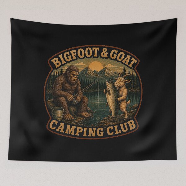 Item preview, Bigfoot & Goat Camping Club – Fishing Club designed and sold by NicheBloom.