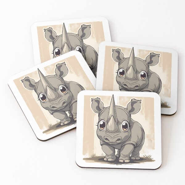 Item preview, Cute Kawaii Baby Rhinoceros Sticker | Adorable Cartoon Rhino Safari Animal Illustration designed and sold by dreamz-world.