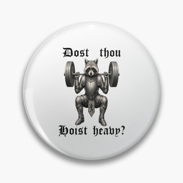 Item preview, Dost Thou Hoist Heavy Funny Gym Shirt Raccoon Knight Lifting Medieval Workout Humor Tee designed and sold by WonderWaresGifts.