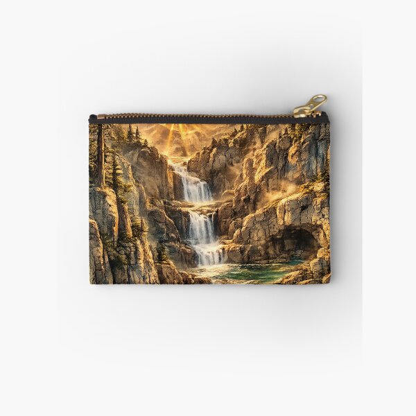 Item preview, Cascading Waterfall Canyon: Golden Sunrise Tiered Falls Forest Landscape designed and sold by irfanshikh.