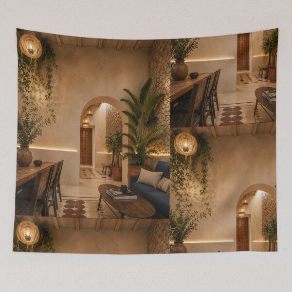 Item preview, Timeless Mexican Hacienda Interior With Plants designed and sold by fatydesignspace.