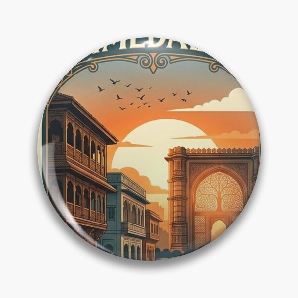 Item preview, Ahmedabad Gujarat India Vintage Travel Poster | Retro City Skyline designed and sold by Mathias Yakubu Design.
