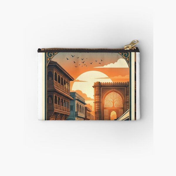 Item preview, Ahmedabad Gujarat India Vintage Travel Poster | Retro City Skyline designed and sold by Mathias Yakubu Design.