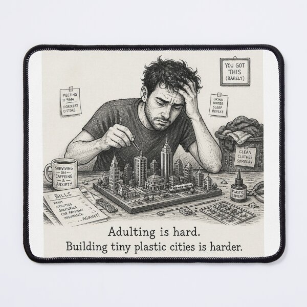 Item preview, Adulting is hard. Building tiny plastic cities is harder. designed and sold by CinemaChronik.