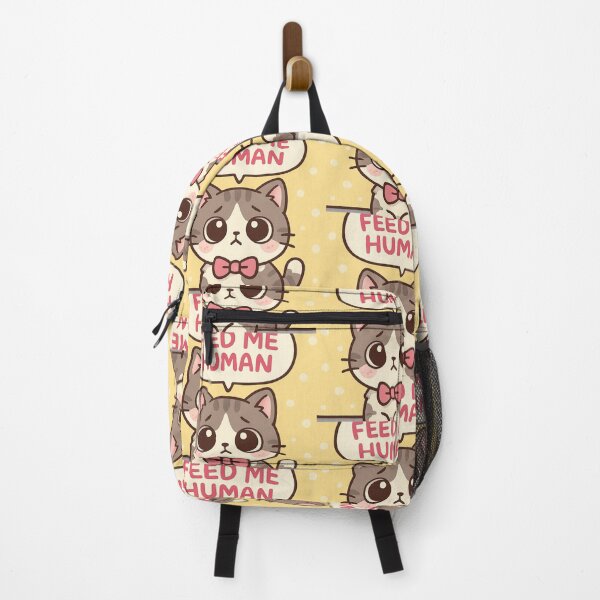 Item preview, Cute Hungry Cat "Feed Me Human" Kawaii Cartoon Design designed and sold by Cat-astrophes.