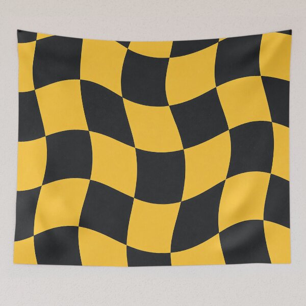 Item preview, Abstract Wavy Black and Gold Checkered Pattern designed and sold by Aureva Arts Shop.