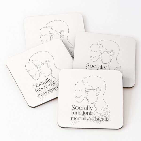 Item preview, Funny Psychology Line Art - Socially Functional Mentally Existential designed and sold by MAGDY CANVAS.