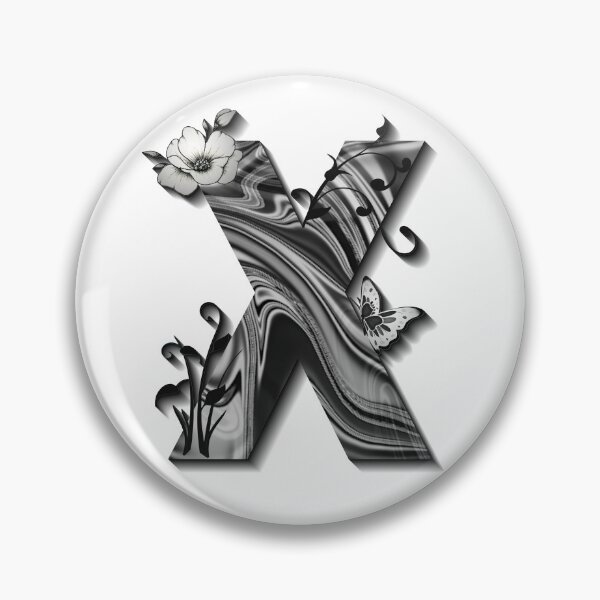 Item preview, Letter X Botanical Monogram black and white liquid marble designed and sold by iRenza.