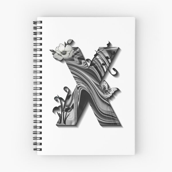 Item preview, Letter X Botanical Monogram black and white liquid marble designed and sold by iRenza.