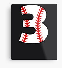 Number 3 Baseball #3 Metal Print