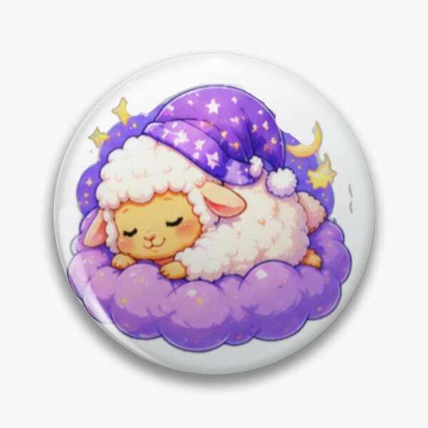Item preview, Sleeping Kawaii Sheep on Purple Cloud designed and sold by DailyDoodlesBySumbul.
