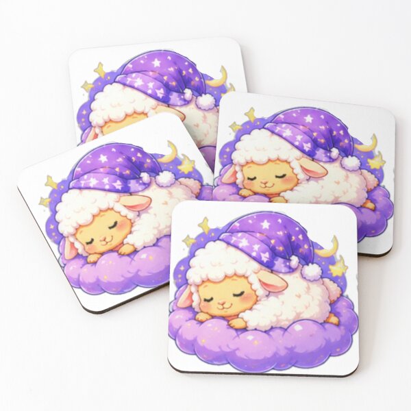 Item preview, Sleeping Kawaii Sheep on Purple Cloud designed and sold by DailyDoodlesBySumbul.