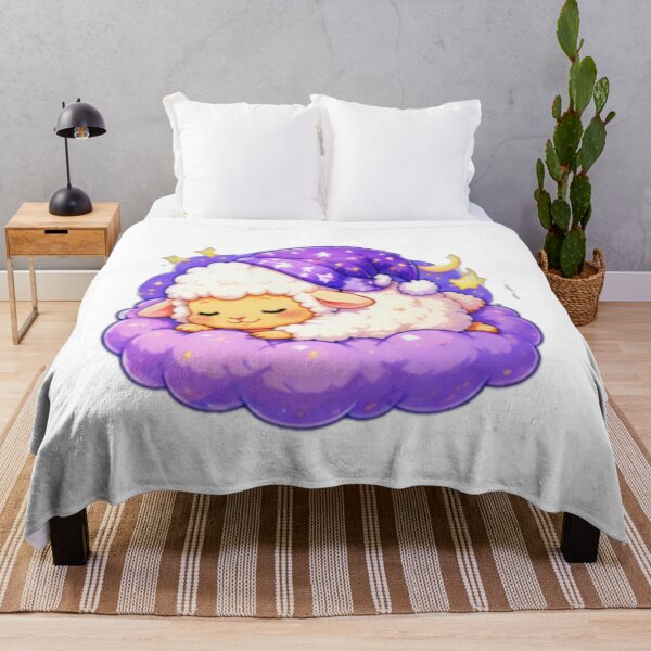 Item preview, Sleeping Kawaii Sheep on Purple Cloud designed and sold by DailyDoodlesBySumbul.