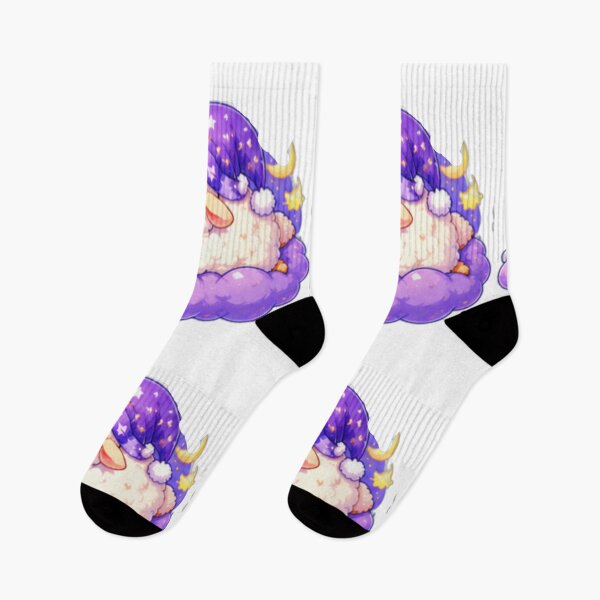 Item preview, Sleeping Kawaii Sheep on Purple Cloud designed and sold by DailyDoodlesBySumbul.