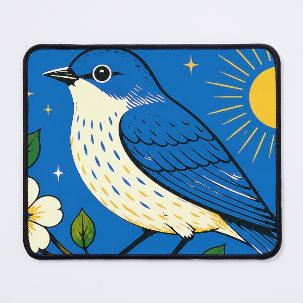 Item preview, Blue Retro Bird Matchbox Print designed and sold by Filora Atelier | Bird Art.