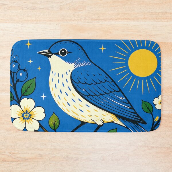 Item preview, Blue Retro Bird Matchbox Print designed and sold by Filora Atelier | Bird Art.