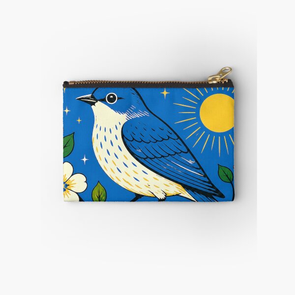Item preview, Blue Retro Bird Matchbox Print designed and sold by Filora Atelier | Bird Art.