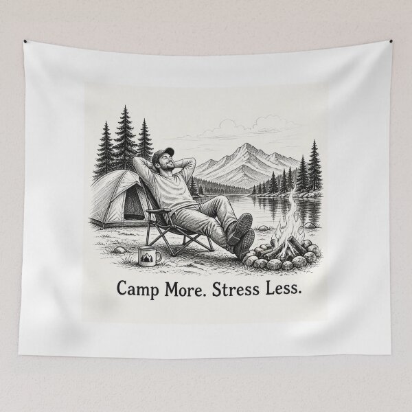 Item preview, Camp More. Stress Less. designed and sold by CinemaChronik.